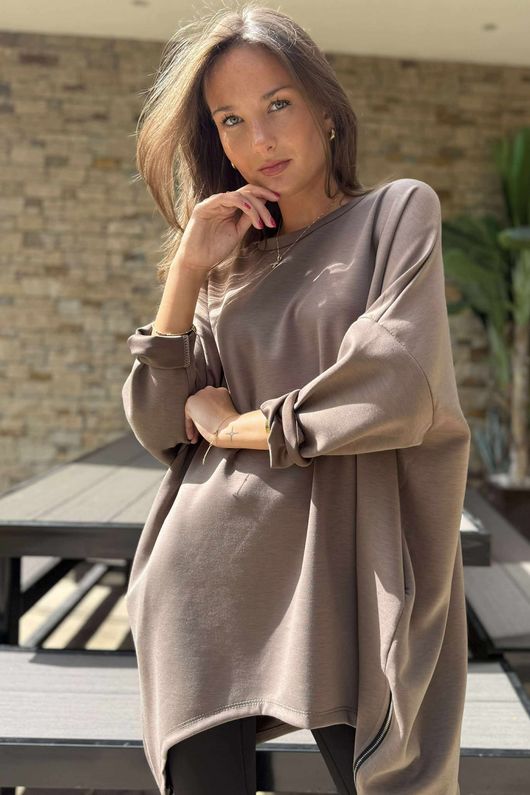 The Soft Tech Jersey Zippy Sweatshirt Mocha